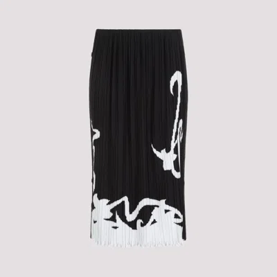 Shop Lanvin Black Pleated Long Skirt