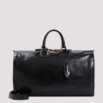 Shop Khaite Black Pierre Calf Leather Weekender Handbag