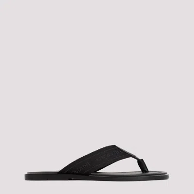 Shop Giorgio Armani Black Polyester Sandals