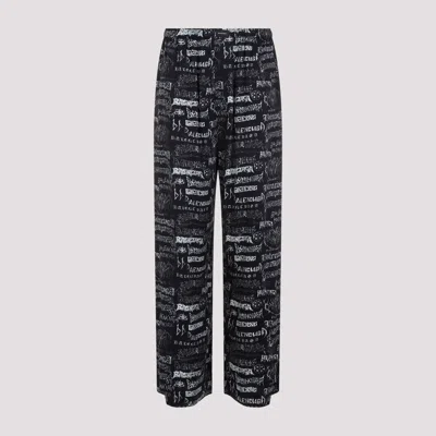 Shop Balenciaga Black Pyjama Viscose Pants
