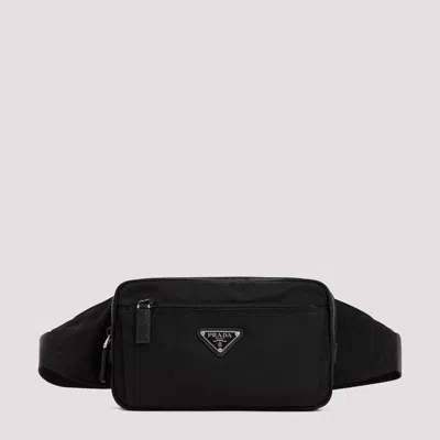 Shop Prada Black Re-nylon And Saffiano Belt Bag
