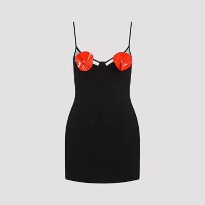 Shop David Koma Black Red Flower Cups Cami Acrylic Dress