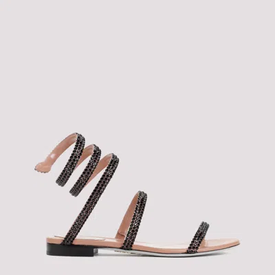 Shop René Caovilla Black Serpente Leather Sandals