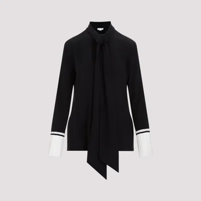 Shop Victoria Beckham Black Silk Pleat Cuff Details Blouse