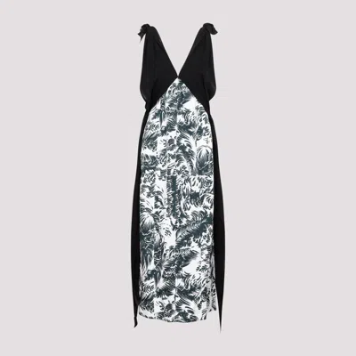 Shop Bottega Veneta Black Silk Printed Silk Long Dress