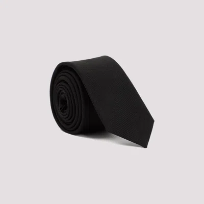 Shop Saint Laurent Black Silk Tie