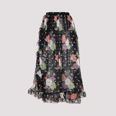 Shop Etro Black Silk Skirt