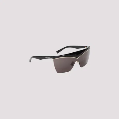 Shop Saint Laurent Black Sl 614 Mask Acetate Sunglasses