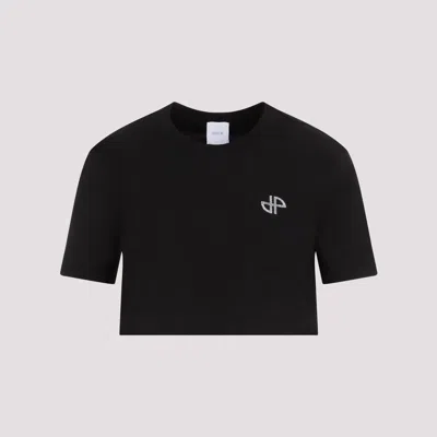 Shop Patou Black Strass Cropped Cotton T-shirt