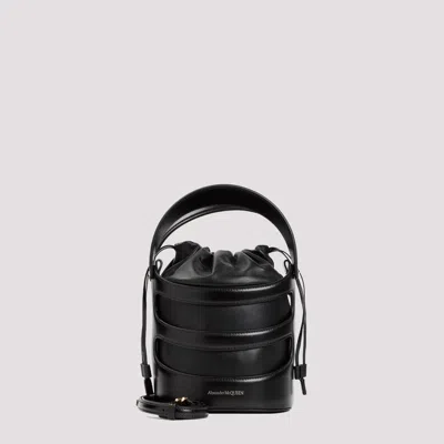 Shop Alexander Mcqueen Black The Rise Leather Bucket Bag