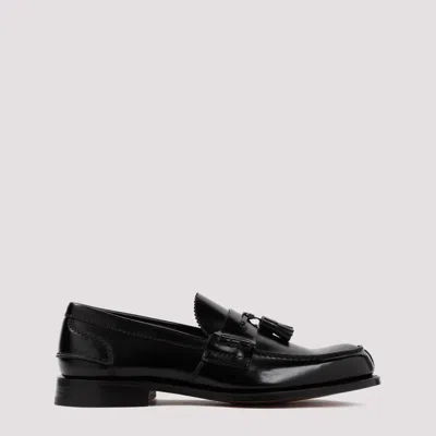 Shop Church's Black Tiverton Brushed Calf Leather Loafers