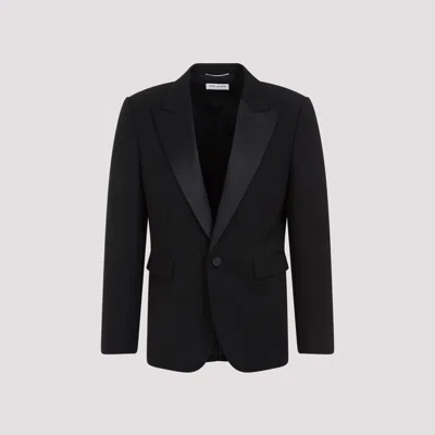 Shop Saint Laurent Black Tux Wool Jacket