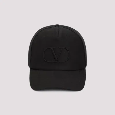 Shop Valentino Black V Logo Signature Virgin Wool Baseball Cap
