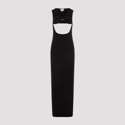 Shop Jean Paul Gaultier Black Viscose Trompe-l`œil Long Dress
