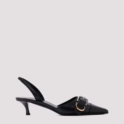 Shop Givenchy Black Voyou 45mm Slingback Bull Leather Sandals