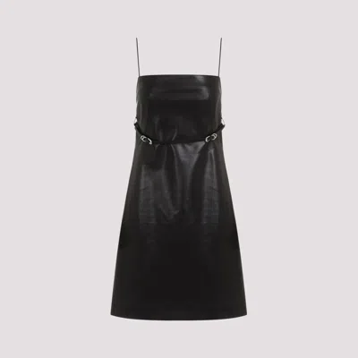 Shop Givenchy Black Voyou Lamb Leather Mini Dress