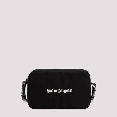 Shop Palm Angels Black White Cordura Logo Polyamide Camera Bag