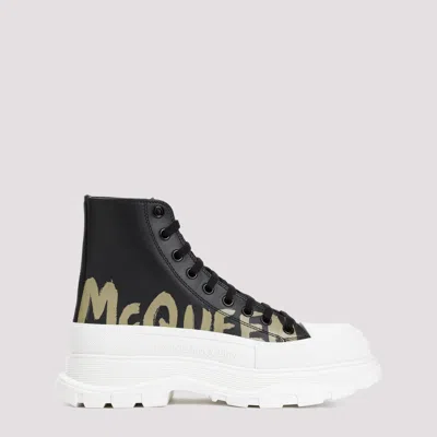 Shop Alexander Mcqueen Black White Leather Boots