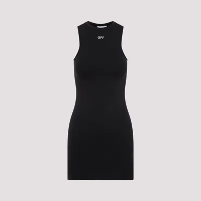 Shop Off-white Black White Sleek Rowing Polyamide Dress