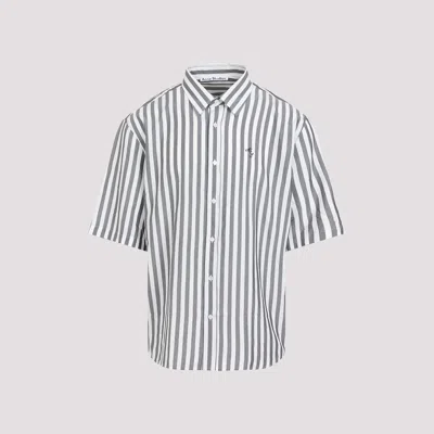 Shop Acne Studios Black White Viscose-blend Shirt