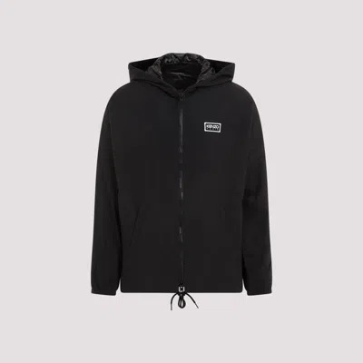 Shop Kenzo Black Windbreaker Bicolor Nylon Jacket