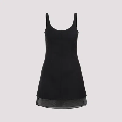 Shop Prada Black Wool  Midi Dress
