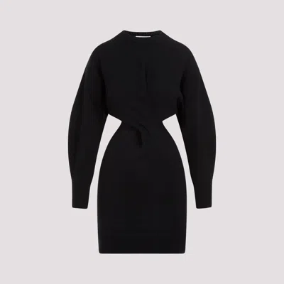 Shop Alexander Mcqueen Black Wool Mini Dress
