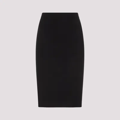 Shop Saint Laurent Black Wool Pencil Skirt