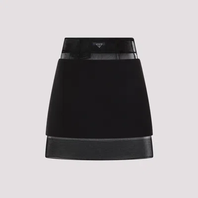 Shop Prada Black Wool Skirt
