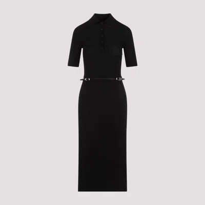 Shop Givenchy Black Wool Voyou Belt Long Polo Dress