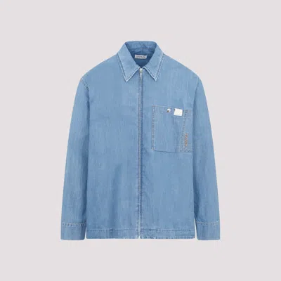 Shop Lanvin Blue Collared Button-up Denim Shirt