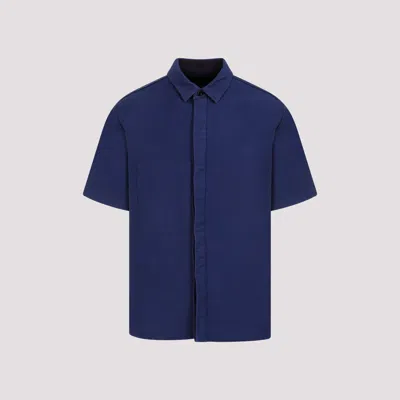 Shop Sacai Blue Cotton Moleskin Shirt