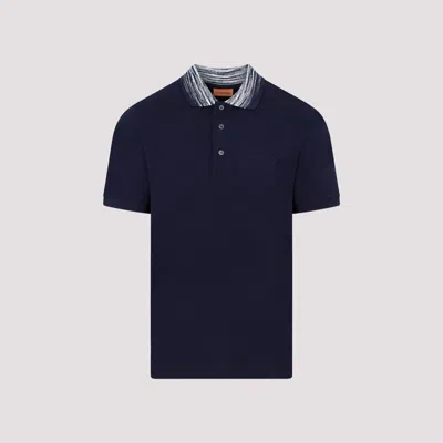 Shop Missoni Blue Cotton Polo T-shirt