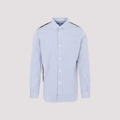 Shop Junya Watanabe Blue Cotton Shirt With Multicolor Inserts