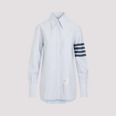 Shop Thom Browne Blue Exaggerated Collar Easy Fit Cotton Shirt