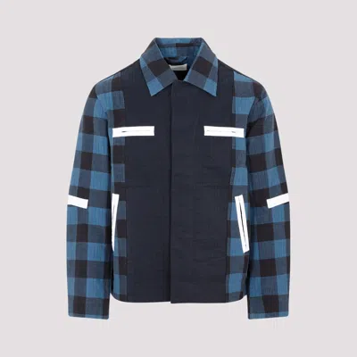 Shop Craig Green Blue Plaid Worker Cotton Jacket