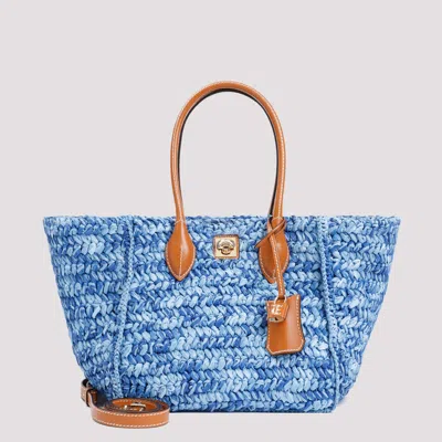 Shop Ermanno Scervino Blue Raffia Bag
