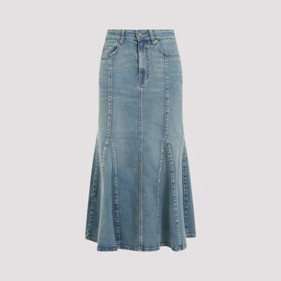 Shop Ganni Blue Tint Denim Peplum Skirt