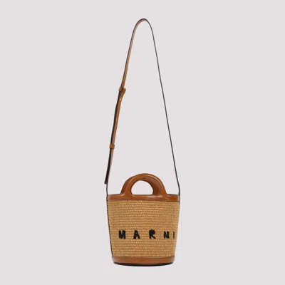 Shop Marni Blue Tropicalia Mini Bucket Bag In Nude & Neutrals