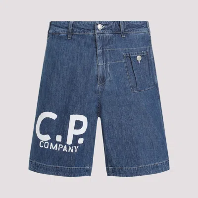 Shop C.p. Company Blue Utility Cotton Shorts In Grey