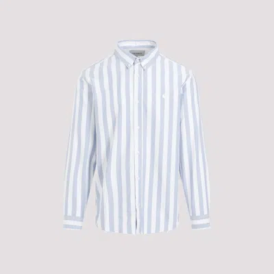 Shop Carhartt Blue White L/s Dillion Cotton Shirt