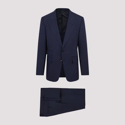 Shop Tom Ford Blue Wool Shelton Suit