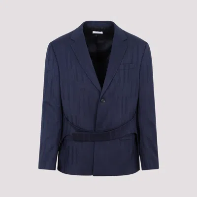 Shop Off-white Blue Wool Shibori Relaxed Jacket