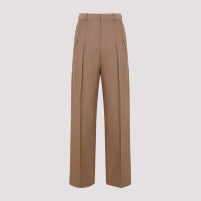 Shop Victoria Beckham Brown Fawn Front Pleat Trousers In Nude & Neutrals