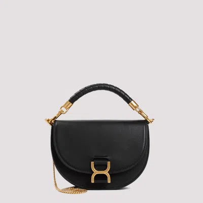 Shop Chloé Brown Marcie Leather Bag In Black