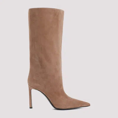 Shop Sergio Rossi Brown Noisette Suede Leather Liya Boots In Black