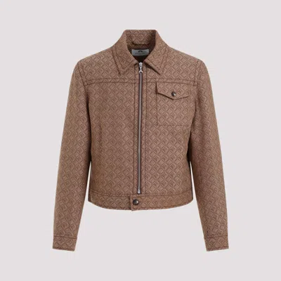 Shop Marine Serre Brown Regenerated Moon Diamant Tailoring Jacquard Recycled Polyester Jacket