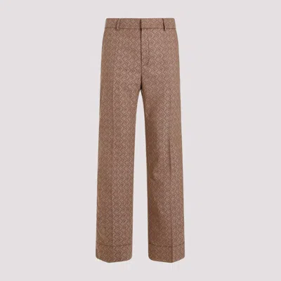 Shop Marine Serre Brown Regenerated Moon Diamant Tailoring Jacquard Recycled Polyester Pants