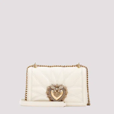 Shop Dolce & Gabbana Butter Leather Devotion Shoulder Bag In Nude & Neutrals