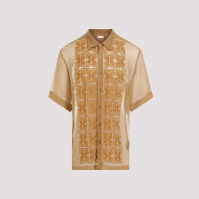 Shop Dries Van Noten Camel Silk Cassidye Shirt In Brown